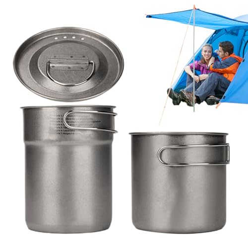 Camping Pots, Camp Cooking Pot Set, 0.95, Portable Lightweight 2X Stainless Steel, Meal Prep Equipment for Backpacking, Hiking Mountaineering, Picnics, Outdoor Survival