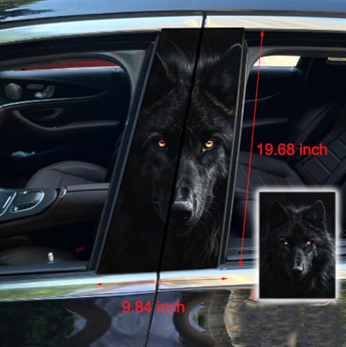 Image of 2pcs /1set Car B Pillar Sticker Decal Upgraded Vinyl Car Decals Body Side Stickers,Wolf Graphics Scratch Cover Large Sticker for Car Auto Van SUVs Trucks 19.6'' (Black 2)