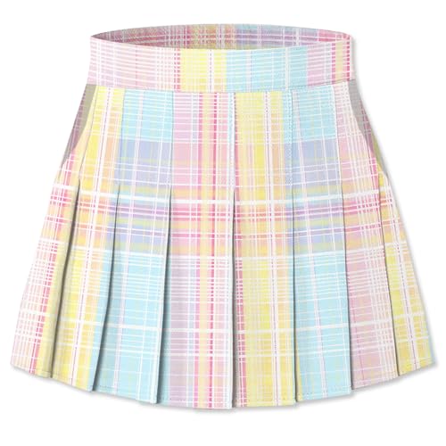 Cromoncent Girls Womens Pleated Mini Skirt Short High Waist School Uniform, 2Years - 4XL