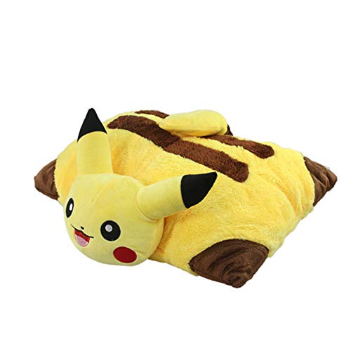 WYMDDYM Soft Pikachu Plush Fold Pillow Small Blanket Pillow Rest Pillow for Boys