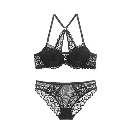 ZYkang BH Set_European BH Set mittel Dicke Form Tasse sammeln Spitze unterwäsche schönheit zurück erhalten Brust BH Black_70A Cover