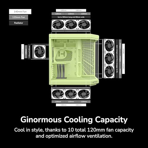 Image of HYTE Y70 Modern Aesthetic Gaming PC Case - Panoramic Glass | High-Airflow Design | Cable Management | Dual Chamber ATX Mid-Tower Chassis | 10 Fan Capacity | Luxury PCIe 4.0 Riser Cable -Matcha (Green)
