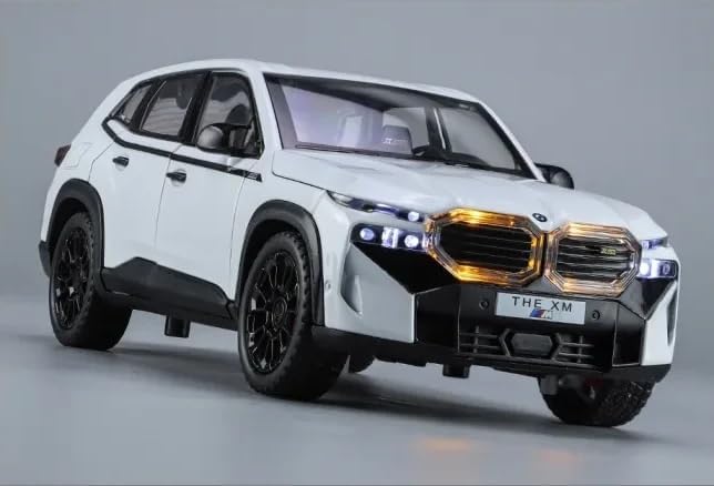 Image of 1:24 BMW XM Model Car Alloy Diecast Pull Back Toy with Lights & Music Openable Doors Metal Sports Car for Kids & Collectors Realistic Design Gift for Boys & Girls (White)