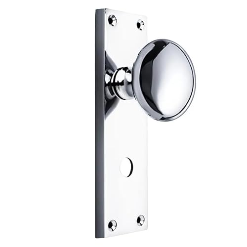 Designer Levers Polished Chrome - Victorian Knob On Bathroom Backplate