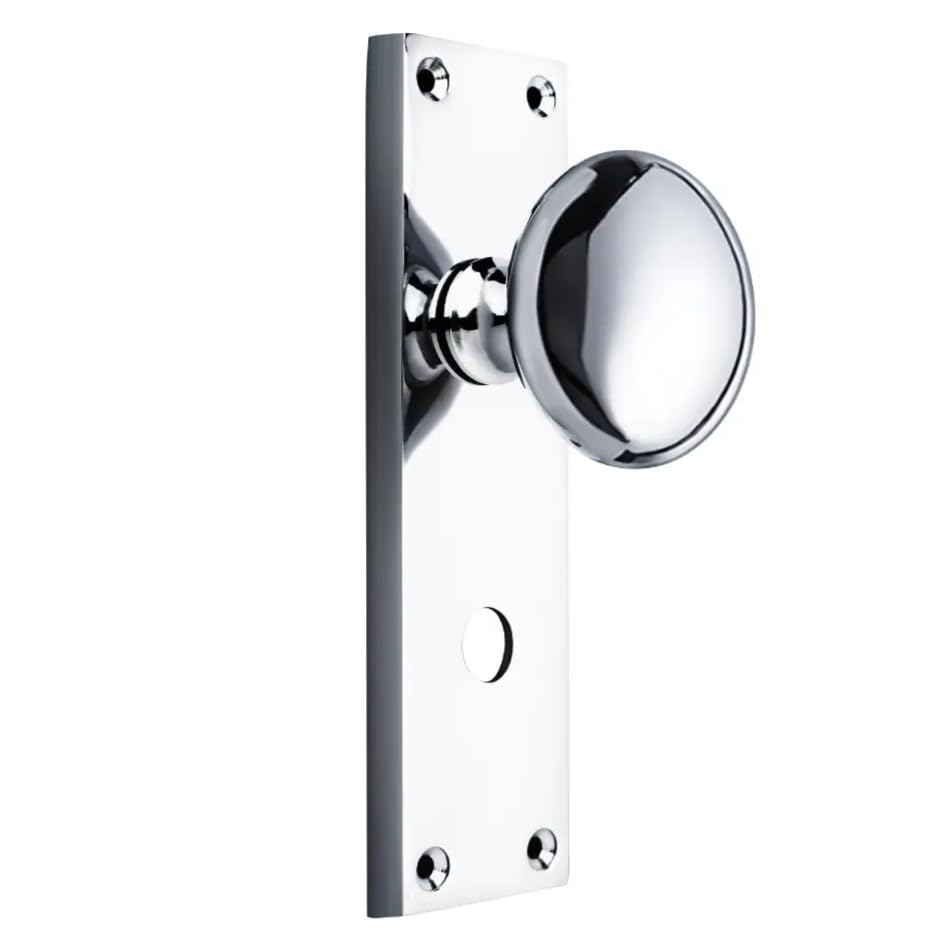 Designer Levers Victorian Knob on Bathroom Backplate Polished Chrome