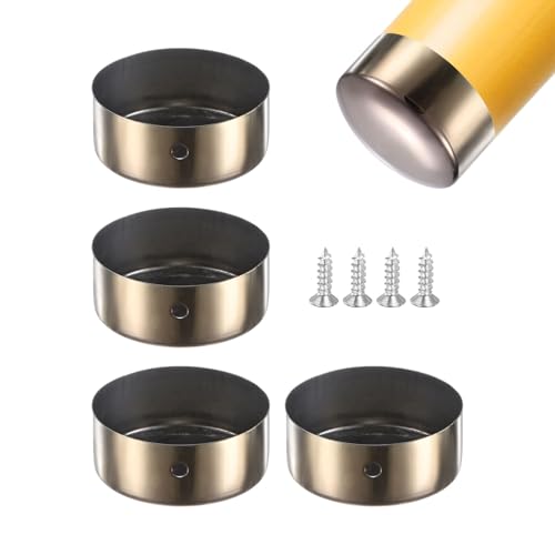 M METERXITY 4-Pack Handrail End Caps, 1.97 Inch/50mm Inner Diameter Stainless Steel Round Handrail End Caps for Furniture/Stair, Guardrail Tube End Cover [Rose Gold]