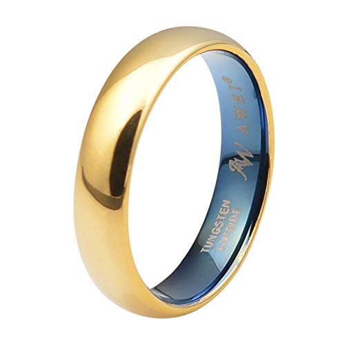 AW BRIDAL Anillo para Hombres/Mujeres de Tungsteno, Oro de 5 mm de Ancho, Anillo de Compromiso, Ajuste Cómodo, Tamaño26