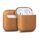 AirPods Leather Case Cover, MAOGOAM Genuine Vintage Oil Wax Crazy Horse Cowhide Leather Case for Air