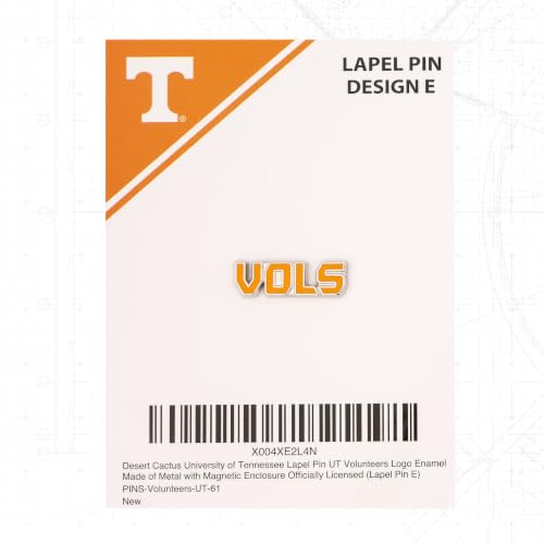 Image of Desert Cactus University of Tennessee Magnetic Metal Lapel Pin (E) | Officially Licensed UT Tennessee Volunteers Enamel Finish Lapel Pin Formal Wear Bag and Hat Jewelry Tie Track Brooch Pin