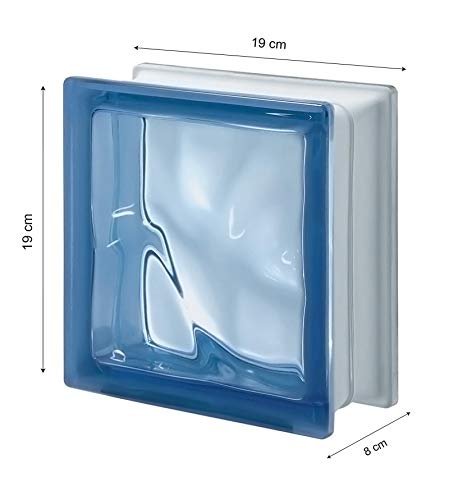 5 pezzi SEVES vetromattone PEGASUS blu sat 1 lato