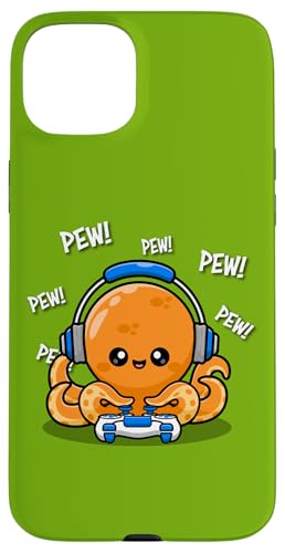 Funny Meme Kawaii Kids Pew Video Gamer Octopus Lover �X�}�z�P�[�X iPhone 15 Plus �p