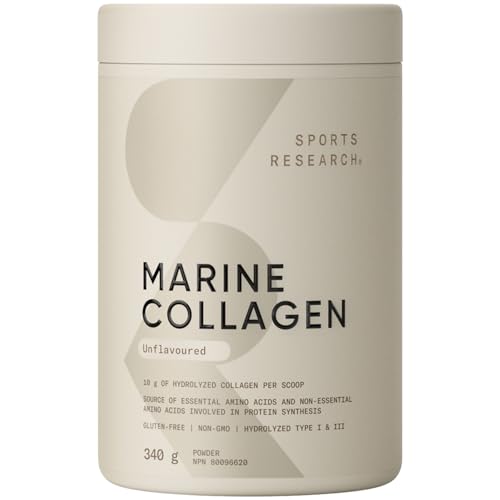 Sports Research Marine Collagen Peptides Powder – Sourced from Wild-Caught Fish, Pescatarian Friendly, Keto Certified & Non-GMO Verified – Easy to Mix in Water or Juice! (34 Servings)