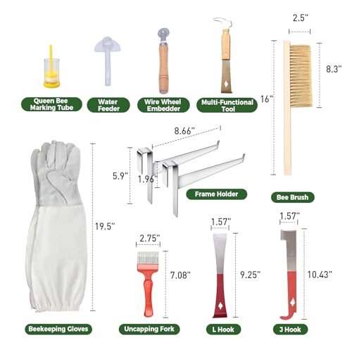 Maybee Beekeeping Supplies Bee Keeper Starting Kit 22 Pcs Beekeeping Tool Kit Bee Smoker Kit Including Beehive Tools,Uncapping Tool and Beekeeping Veil