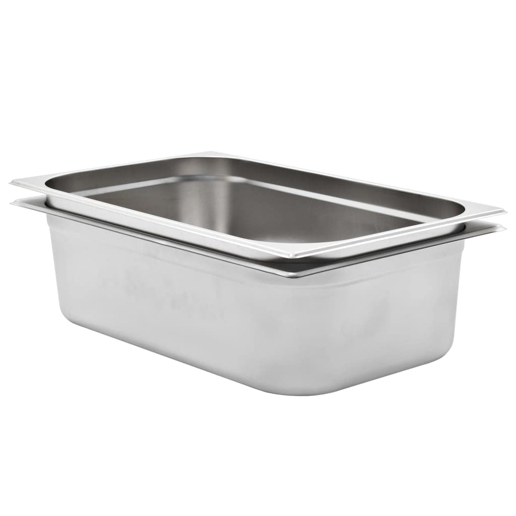 vidaXL 2 recipientes Gastronorm GN 1/1 de 150 mm, acero inoxidable, sin óxido, fácil de limpiar, aptos para lavavajillas, utensilios de cocina, bandeja para servir alimentos, soporte para aperitivos
