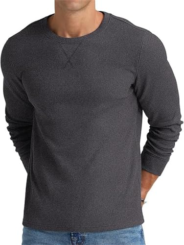 Chemises gaufrées à col rond et manches longues pour homme, chemises gaufrées à manches longues pour hommes, hauts décontractés en tricot, Ddp-13, XL