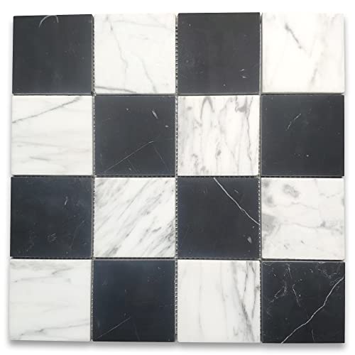 Stone Center Online Carrara White Nero Marquina Black Marble 3x3