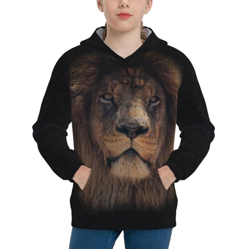 Lion And Starry Boy, Girls Sports Shirt Youth Pullover Fashion Hooded Sweatshirt3