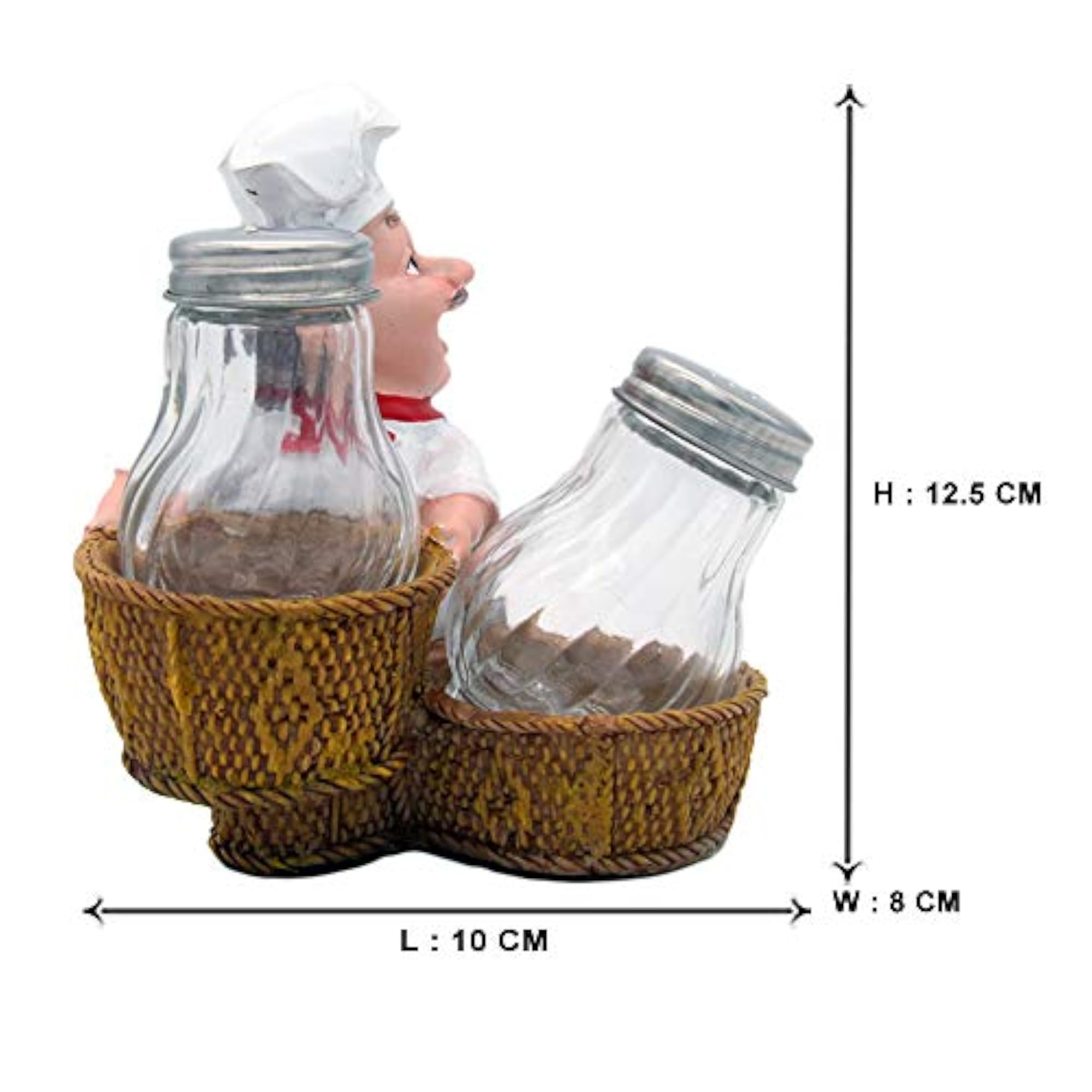 Fat Chef Salt Pepper Shakers in Basket