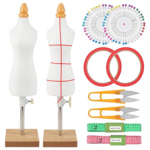 HOBBIESAY 2 Sets Adjustable Female Dress Form Mini Sewing Mannequin by HOBBIESAY - Used condition - US$28.87
