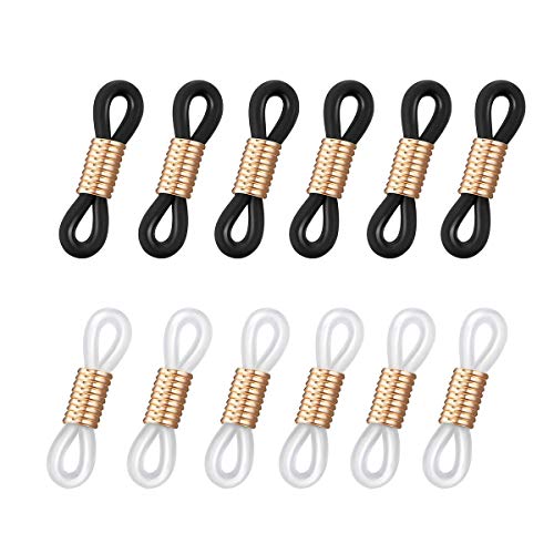 Preisvergleich Produktbild Brillenkettenenden, Brillenkette, Ösen, Seilzubehör, 12 Stück, schwarz, transparent