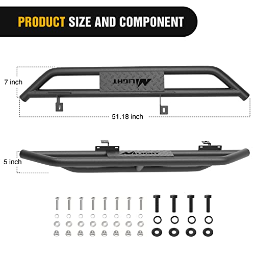 Image of Nilight Running Boards for 2007-2018 Wrangler JK & Unlimited 2 Door, Upgraded Dual Girder System Side Step Slip-Proof Textured Black Heavy Duty Truck Nerf Bars,(No 4 DR & No JL)