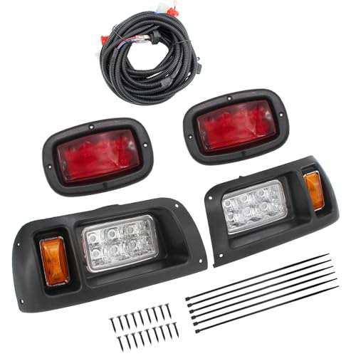 LED Lighting 12V Headlight Tail Light Kit Compatible with Club Car DS 1993-UP Gas & Electric Street Legal Golf Cart with Installation Instruction