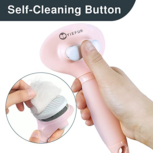 Image of Cat Hair Brush, Soft Silicone Self Cleaning Brush for Short and Long Haired Cats, Pink Pet Grooming Comb, Cat Shedding Brushes