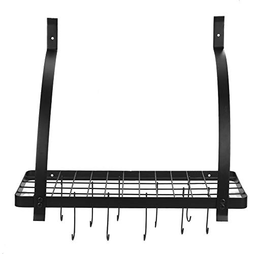 Opknoping Pan Rack Wandmontage Zwarte Kleur Metalen Opknoping Pan Pot Rack Met 10 Haken Keuken Organizer - Image 4