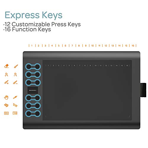 GAOMON M106K PRO Grafiktablett zum Zeichnen & zur Fotobearbeitung mit 8192 Druckstufen Battrielosem...