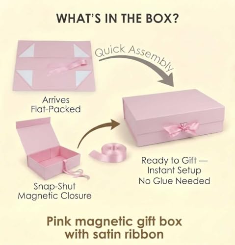 Boîte cadeau magnétique rose Emartbuy pour mariages et baptêmes raffinés
