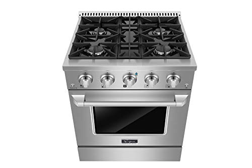 Empava 30 Inch Pro-Style Slide-In Single Oven Gas Range With 4 Sealed Ultra High-Low Burners-Heavy Duty Continuous Grates In Stainless Steel #TOP1