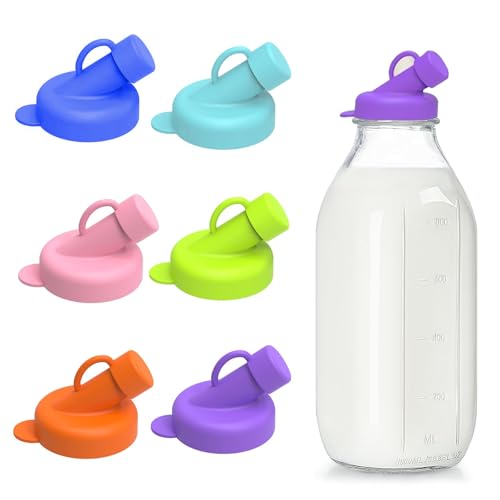 6 Pezzi Coperchi in Silicone Riutilizzabili - 48mm Antigoccia per Bottiglie di Vetro,Compatibile con Stanpac & Libbey(Senza Bricco Incluso)