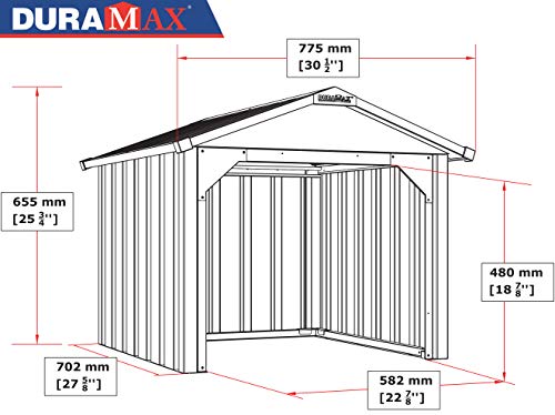Duramax Garage voor robotmaaiers van metaal, gesloten, beschermt grasmaaiers en acculadingen, gemaakt van thermisch verzinkt staal, UV-bestendig carport voor robotmaaiers - Afbeelding 4