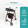 Forta - Andador Drakon 1, Andador para ancianos, Freno por presión, Incluye funda de asiento acolchada, Peso máximo 130 kg, Granate #1