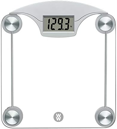 WW Scales by Conair Digital Glass Weight Scale with Contemporary Silver Finish Bathroom Scale, 400 Lbs. Capacity