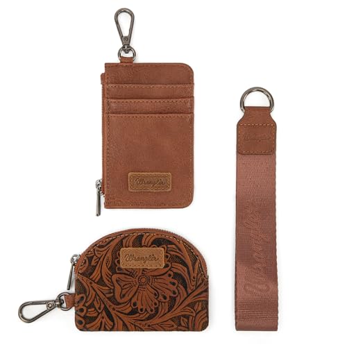 Image of Wrangler Keychain Wristlet Wallets for Women Western Dual Pouch Wristlet Credit Card Holder Wallet