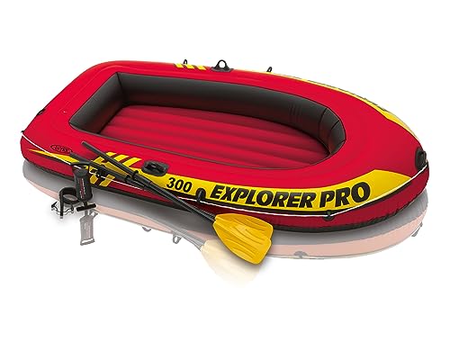 Image of Explorer Pro 300, 3 Person Inflatable Boat for Flood Rescue, Adventure, Rafting, Fishing, with Oars & Air Pump, Provides Fun and Enjoyment to Persons (58358)