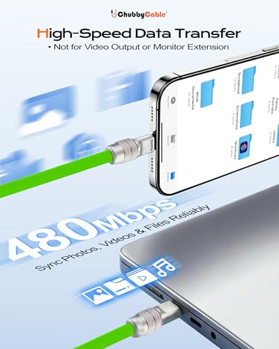 Image of chubbycable Chubby 2.0 Fast Charging Cable Durable Soft Silicone USB C Cable 240W Extra Thick Charger Cord Compatible with iPhone 17-15 Series iPad, Yellow, Type-C to Type-C, 9.8 FT