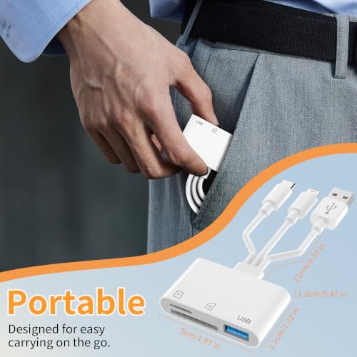 SD Card Reader for iPhone iPad Mac, 3-in-1 USB-C & Lightning & USB-A MicroSD/SD Adapter, Plug & Play Camera Adapter to iPhone, High-Speed Memory Card Reader for Digital Camera Trail Camera,Laptop - Image 9