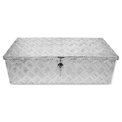 30 in Aluminum Truck Tool Box, Diamond Plate Trailer Pickup ATV Truck Bed Tool Boxes With Lock & 2 Keys, Rectangle, Silver