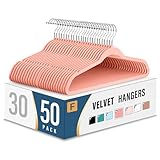 Velvet Clothes Hangers (50 Pack) Heavy Duty Durable Suit Hangers - Vibrant Coral Color, Space Saving for Closet