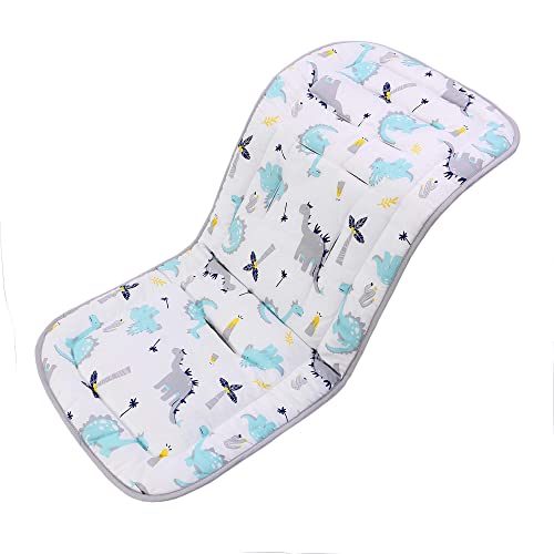 Miracle Baby Cojín Carro Bebe,Colchoneta Silla Paseo Universal,Cojín Silla de Paseo para el Cochecito y Asiento de Carro, 100% Algodón, 32x80cm(Dinosaurio)