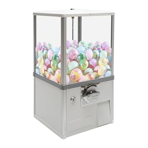 25 Cents Coin Operated Vending Machine, Commercial Gumball Machine, Toy Capsule, Vending Machine, Dispenser Prize Machine, Candy Machine Dispenser for Small Candy, Nuts, Feed (White)