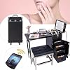 Foldable Manicure Workstation, Portable Manicure Table, Professional Expanded Nail Desk, Modern Rolling Art Nail Booth for Outdoors, Mobile Manicure Accessories, Travel Art Nail Desk,Black