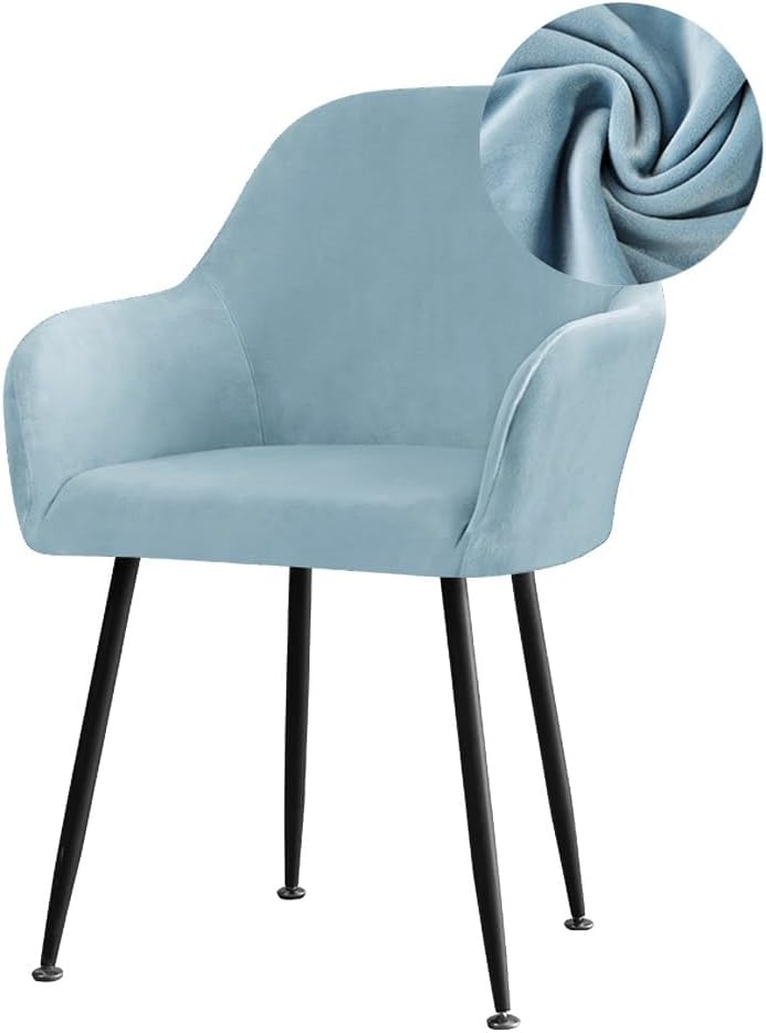 Stretch Velvet Back Chair Covers, Armchair Covers, Universal Dining Chair Slipcover, Washable for Home, Kitchen, Restaurant Party Décor(Azzurro,4 Pezzi)