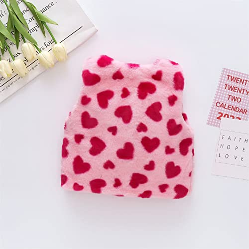 Girls Fleece Heart Print Vest Sleeveless Lightweight Shaggy Jackets Kids Trendy Warm Button Cute Fall Waistcoats2