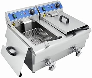 Commercial Deep Fryer,12L Dual Tank Electric Fryer, 3000W x2 Stainless Steel Chip Fryer with Lids for Commercial Use