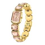 Luxus Damen Kristall Armband Uhr Elegant Rechteckig Minimalistisch Zifferblatt Diamant Armreif Band Wasserdicht Mode Zierlich Damen Quarzuhren Damen Geschenk, A-rosa, Luxuriös