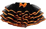 Tortoise & Rabbit Little Girls and Big Girls Tulle Tutu Skirt,Black+Orange,6-7 Years