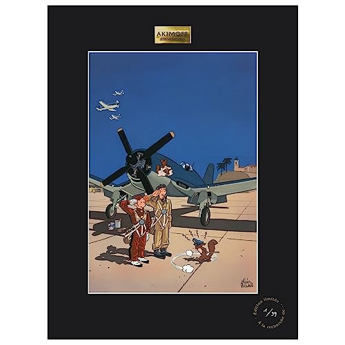 Akimoff Spirou & Fantasio sur le tarmac poster 30x40cm pour collectionneurs de bande dessinée